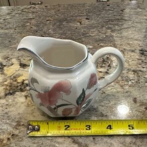 Mikasa Flowers- Floral Ceramic Milk Pitcher with Pink Accents